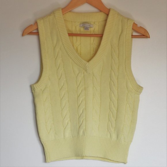 Yellow Cable Knit Sweater Vest NWOT - Picture 1 of 7